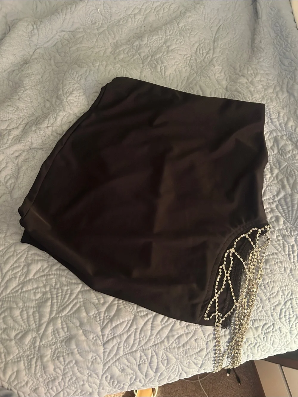 Windsor NWT Black Strapless SET with Crystal Chain Detail